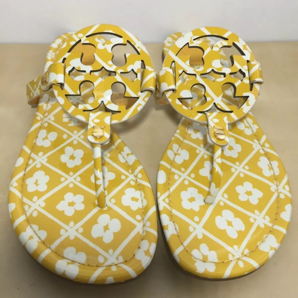 Tory Burch yellow/ white floral sandals
